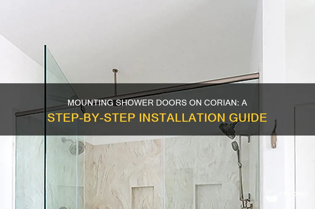 how to mount shower door on corian