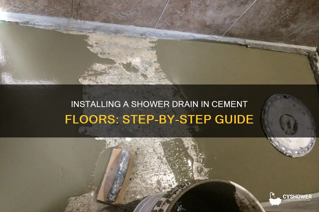 how to put a shower drain in a cement floor