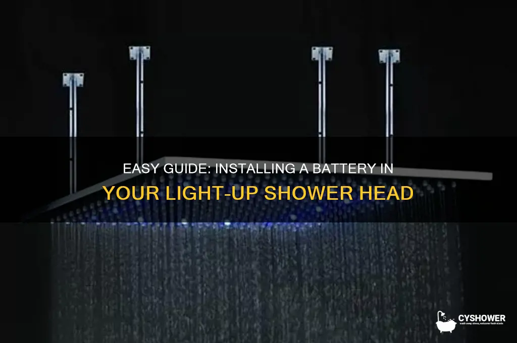 how to put battery into light up shower head