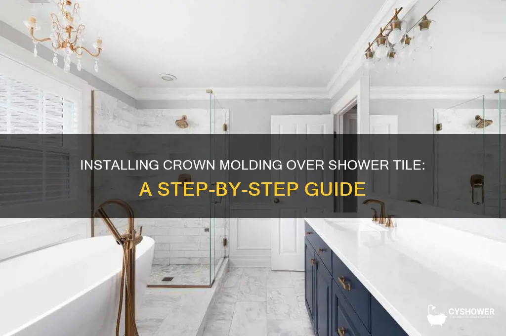 how to put crown molding over shower tile