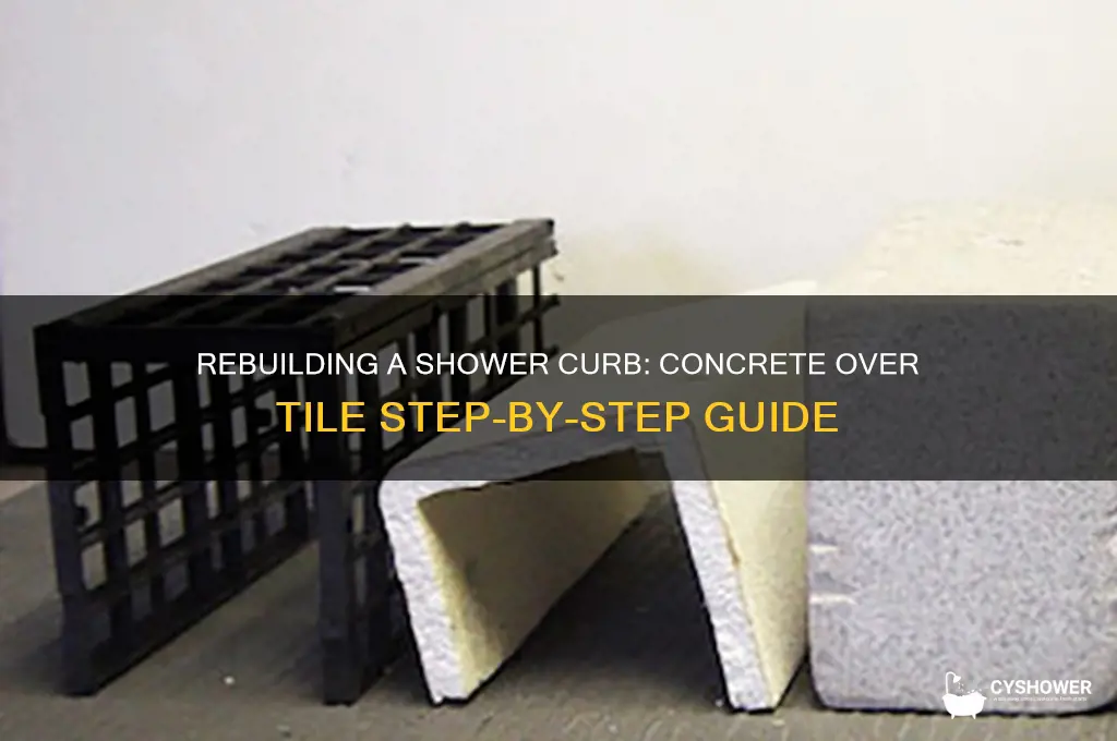 how to rebuild a shower curb over tile with concrete
