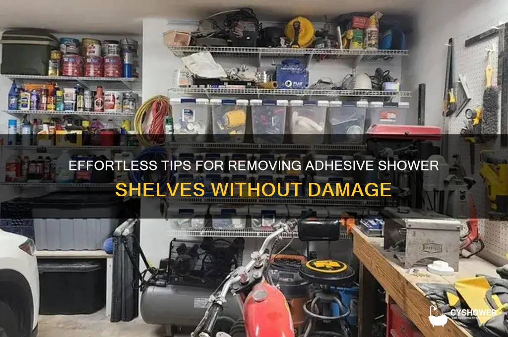 how to remove adhesive shelves from shower