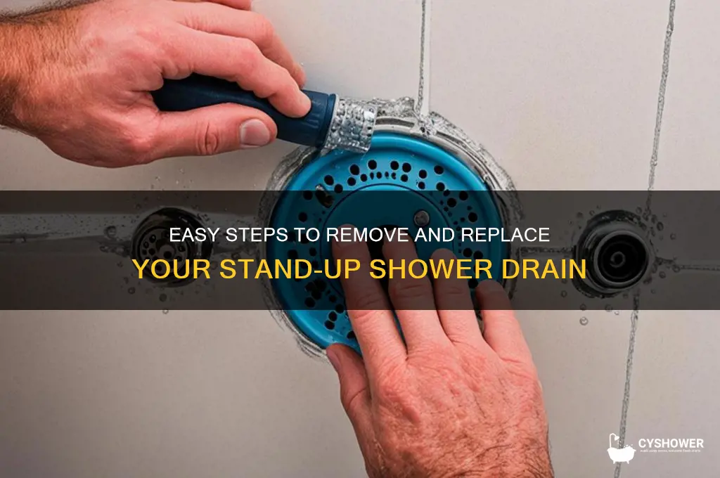 how to remove atand up shower drain