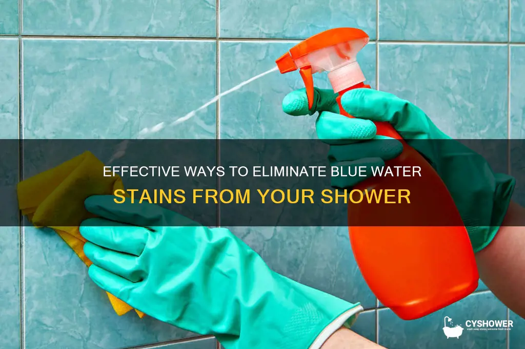 how to remove blue water stains from shower