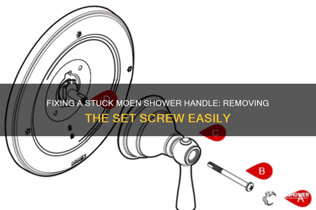 how to remove moen shower handle with stuck set screw