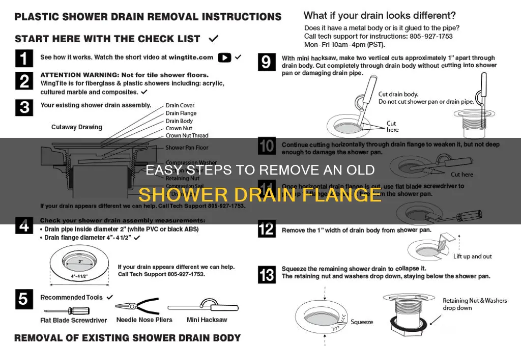 how to remove old shower drain flange