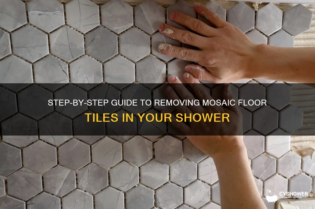 how to remove one bath shower mosiac floor tile