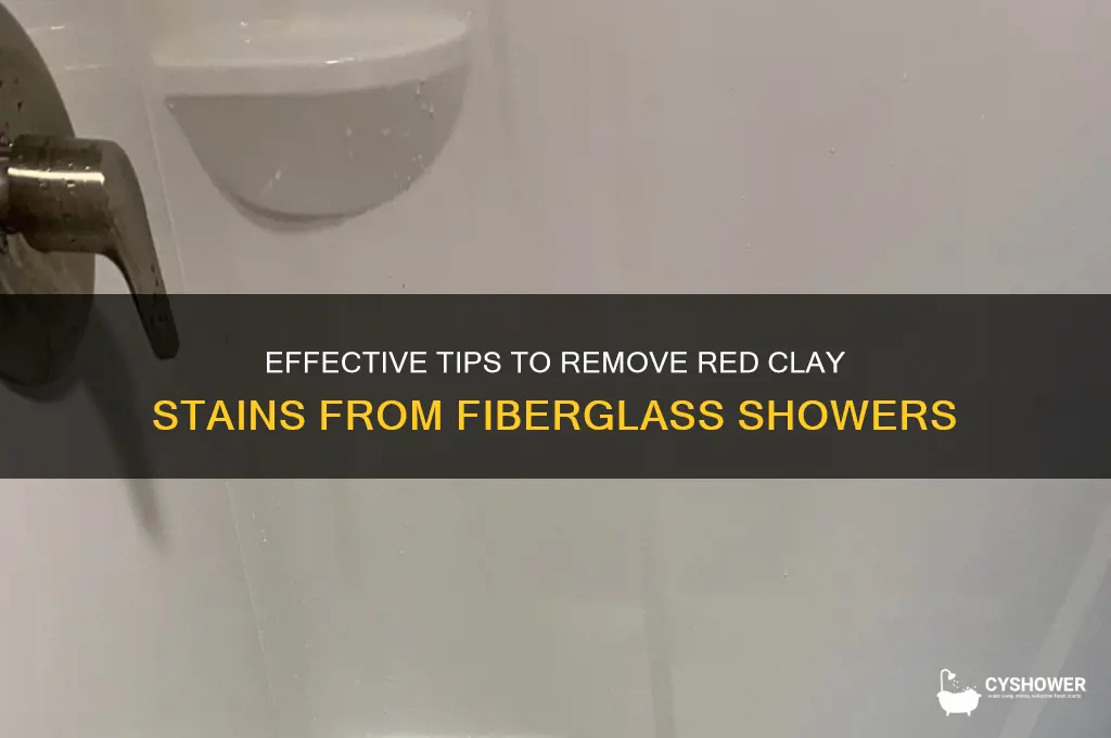 how to remove red clay stain from fiberglass shower