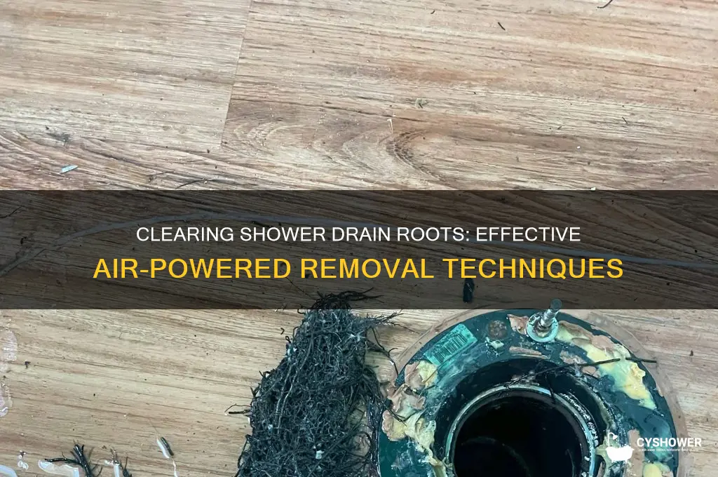 how to remove roots from shower drain with air
