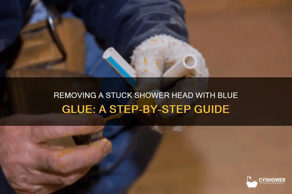 how to remove shower head that has blue glue