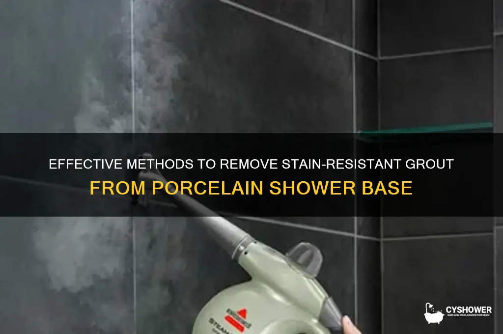 how to remove stain reistant grout from porceline shower base