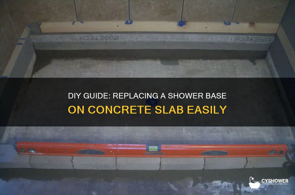 how to replace a shower base on a concrete slab