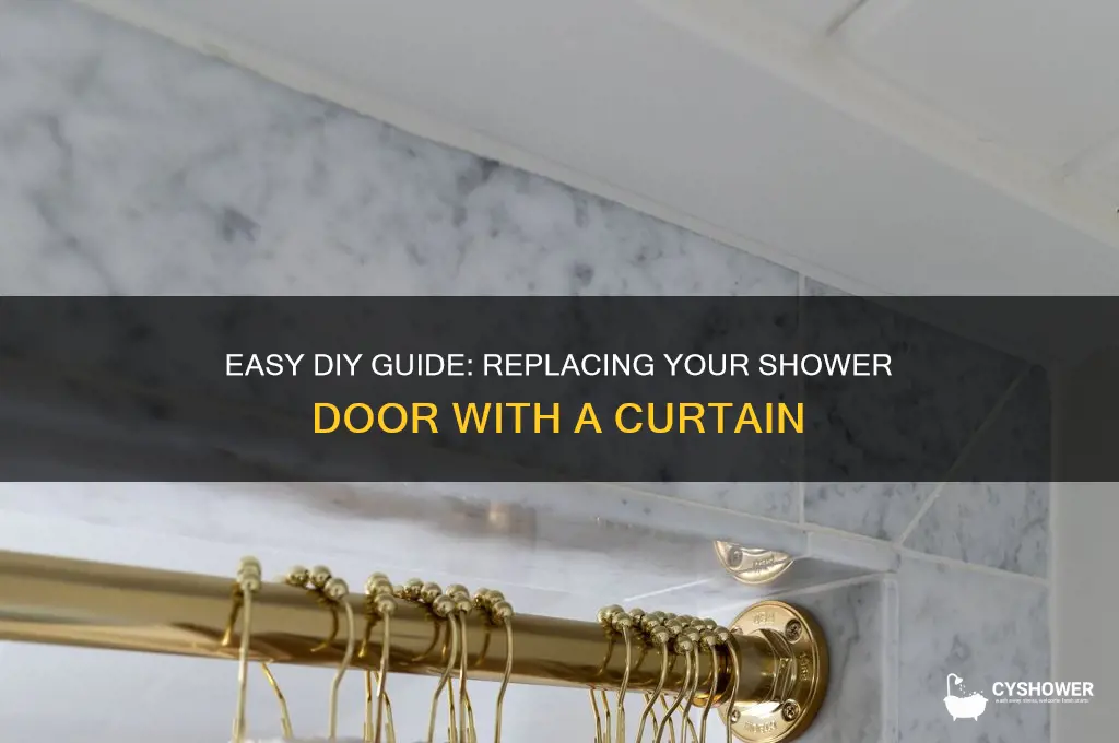 how to replace a shower door with a curtain