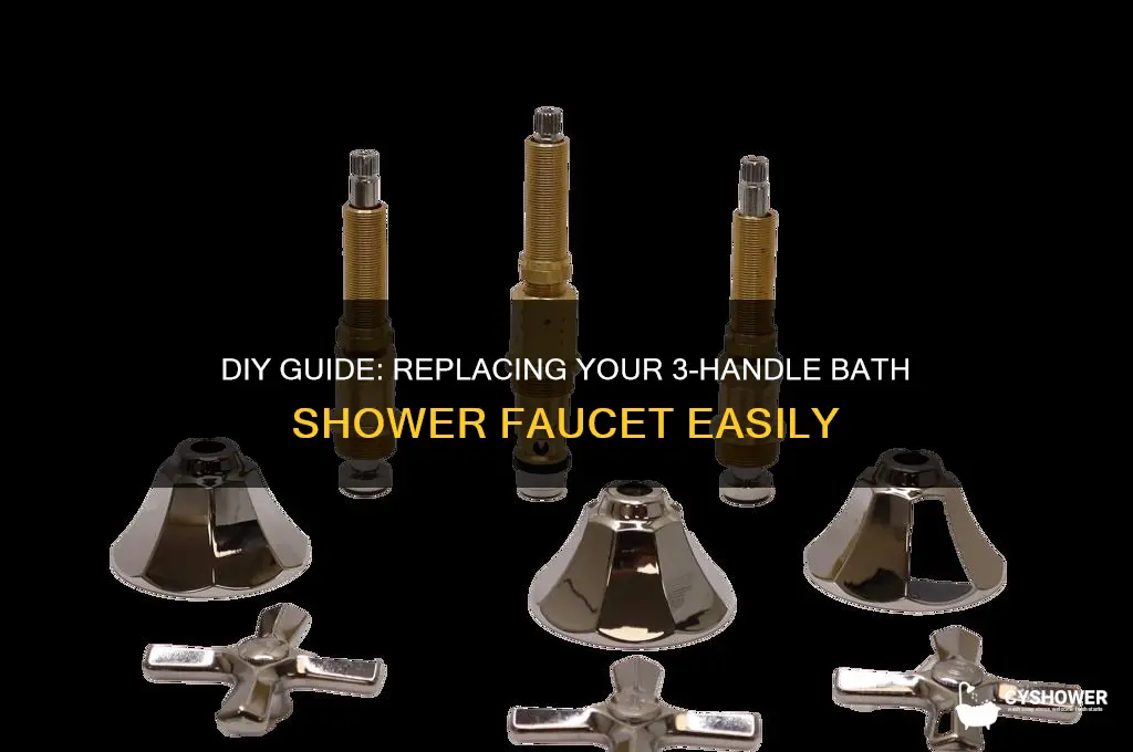how to replace bath shower 3 handles