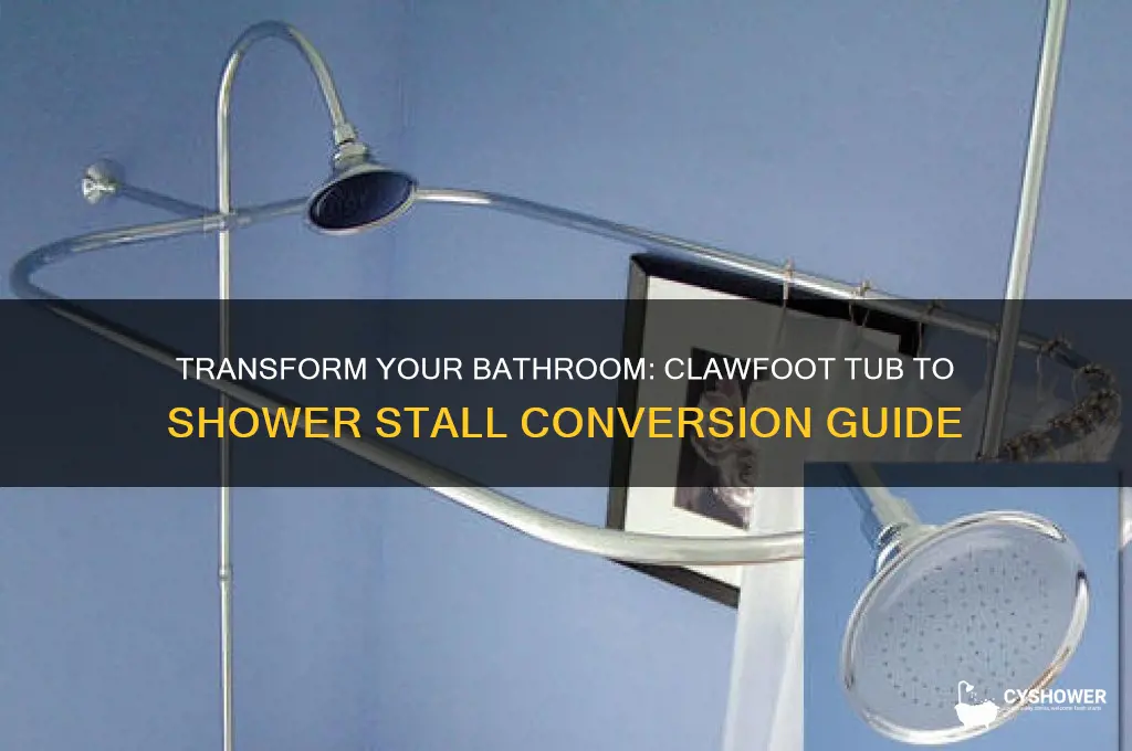 how to replace clawfoot tub with shower stall