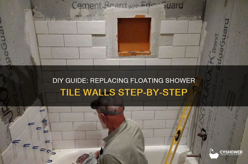 how to replace floating shower tile walls