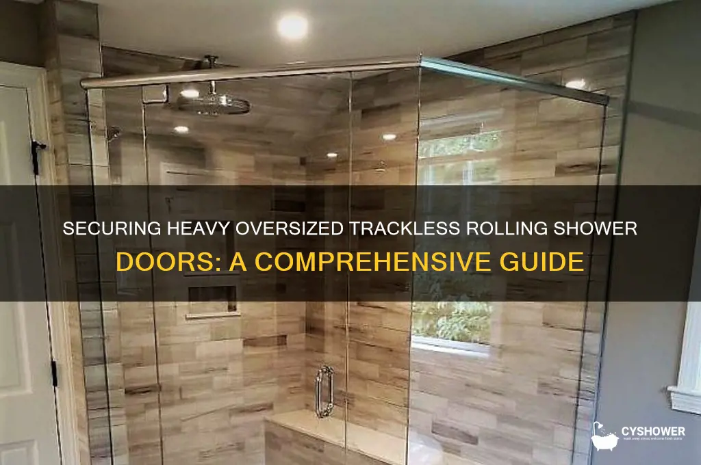 how to secure a heavy oversized trackless rolling shower door