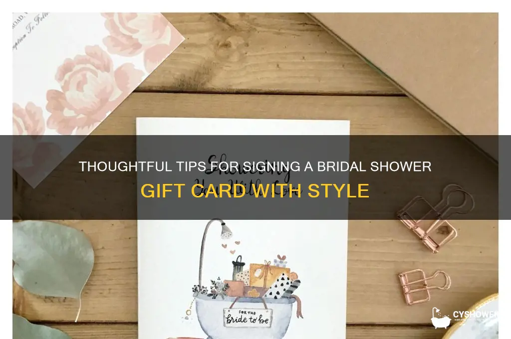 how to sign a bridal shower gift card