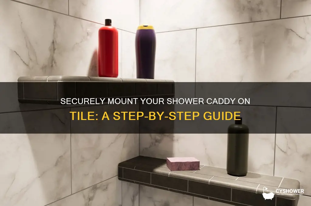 how to stick shower caddy to tile