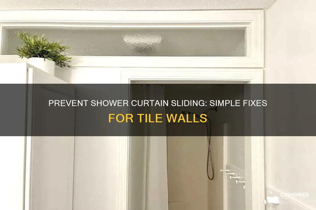 how to stop shower curtain from sliding down tile wall