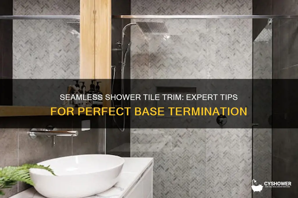 how to terminate base trim at shower tile