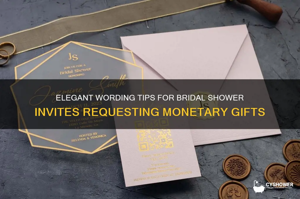 how to word a bridal shower invitation asking for money
