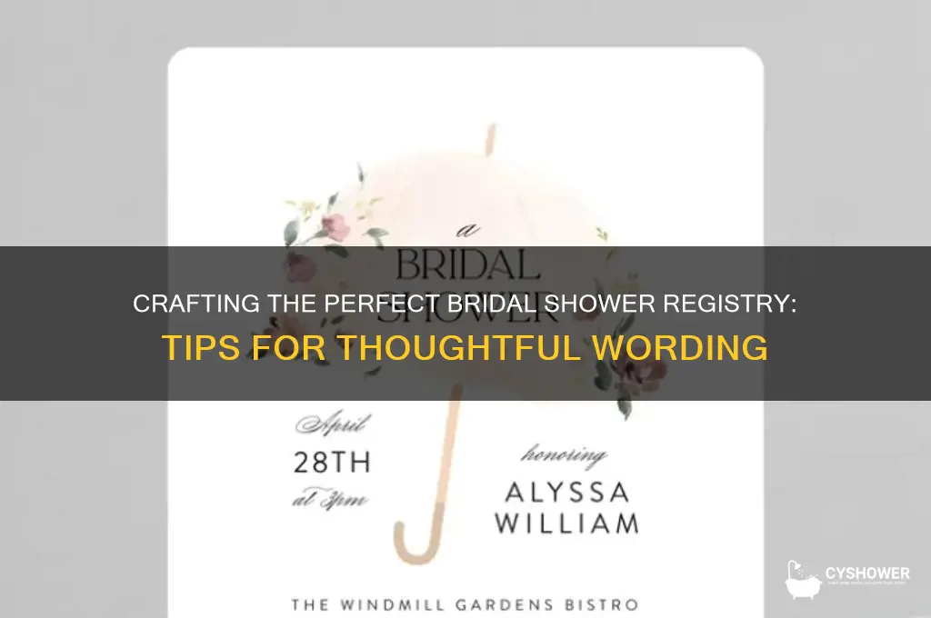 how to word bridal shower registry