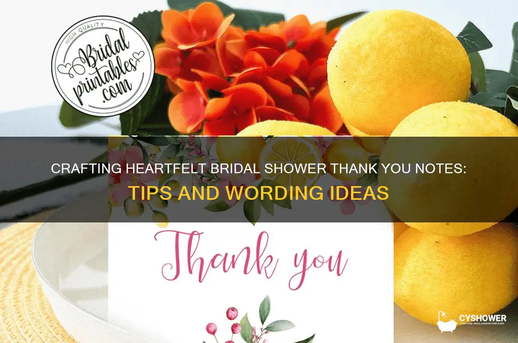 how to word bridal shower thank you cards