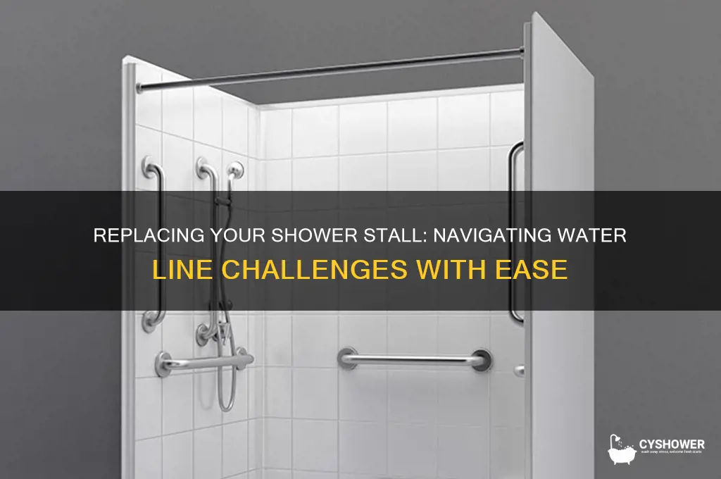 how to work around water line in replacing shower stall
