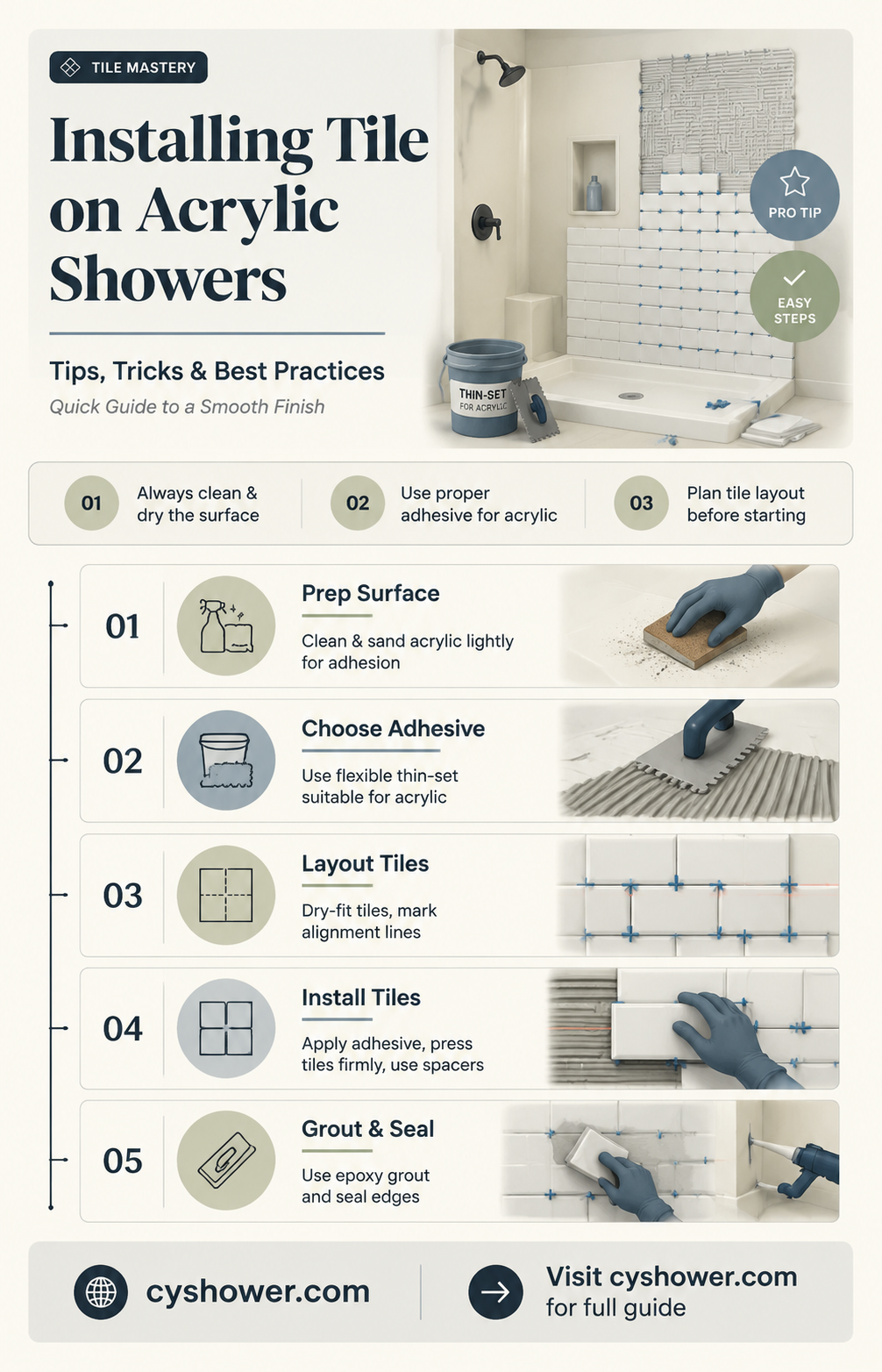 can intsall tite on acrylic shower