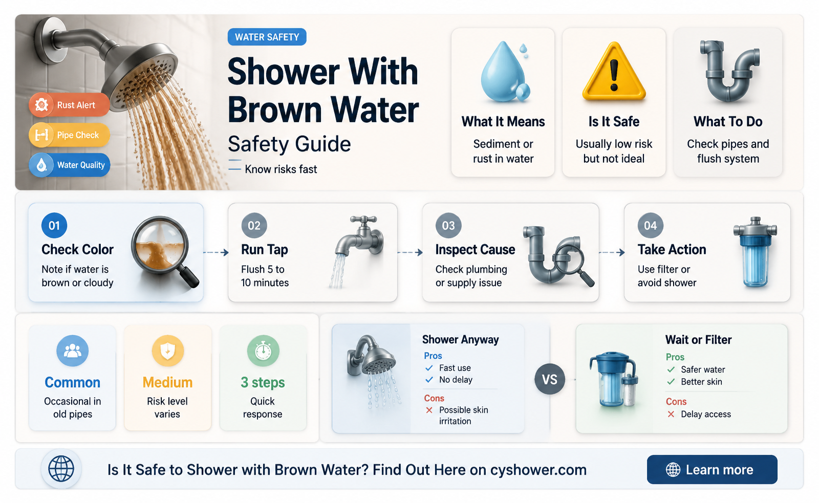 can i shower if my water is brown