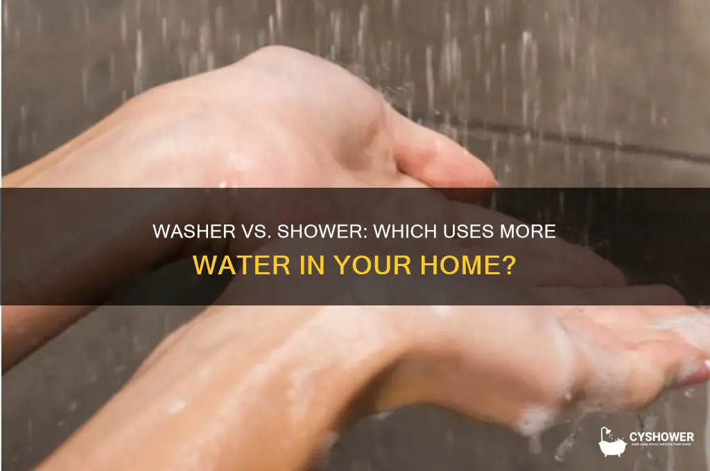 is running a washer more water than a shower