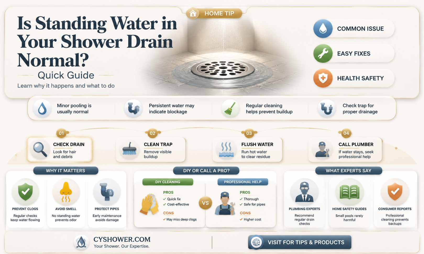 are you suppose to have standing water in shower drain