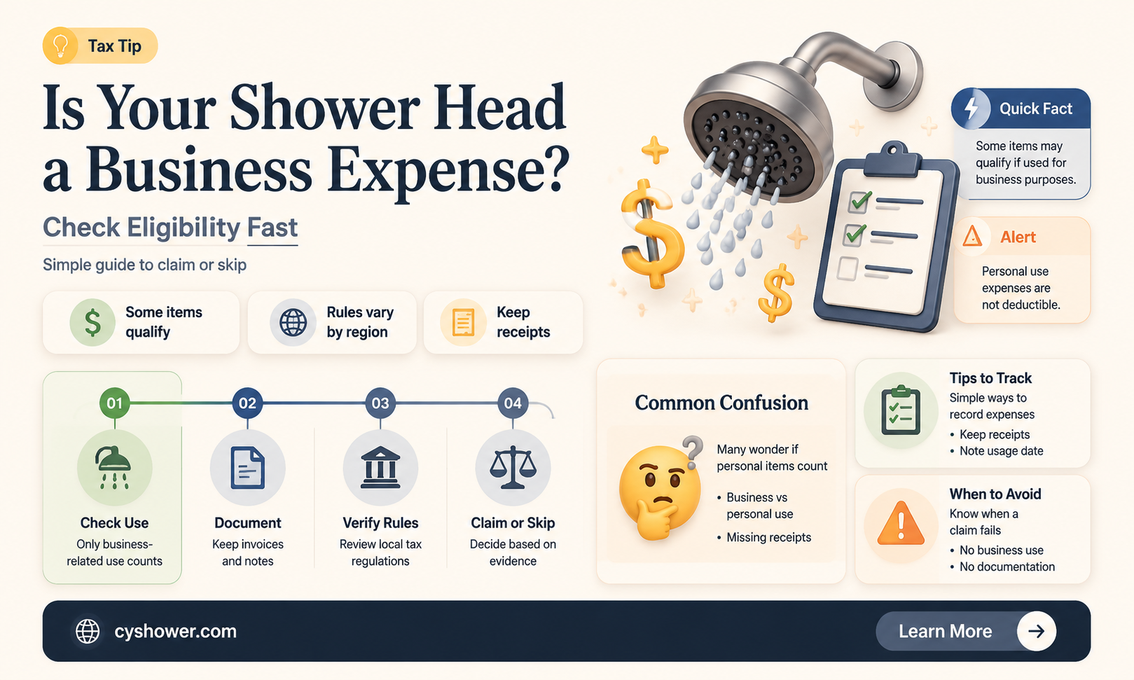can a shower head business expense