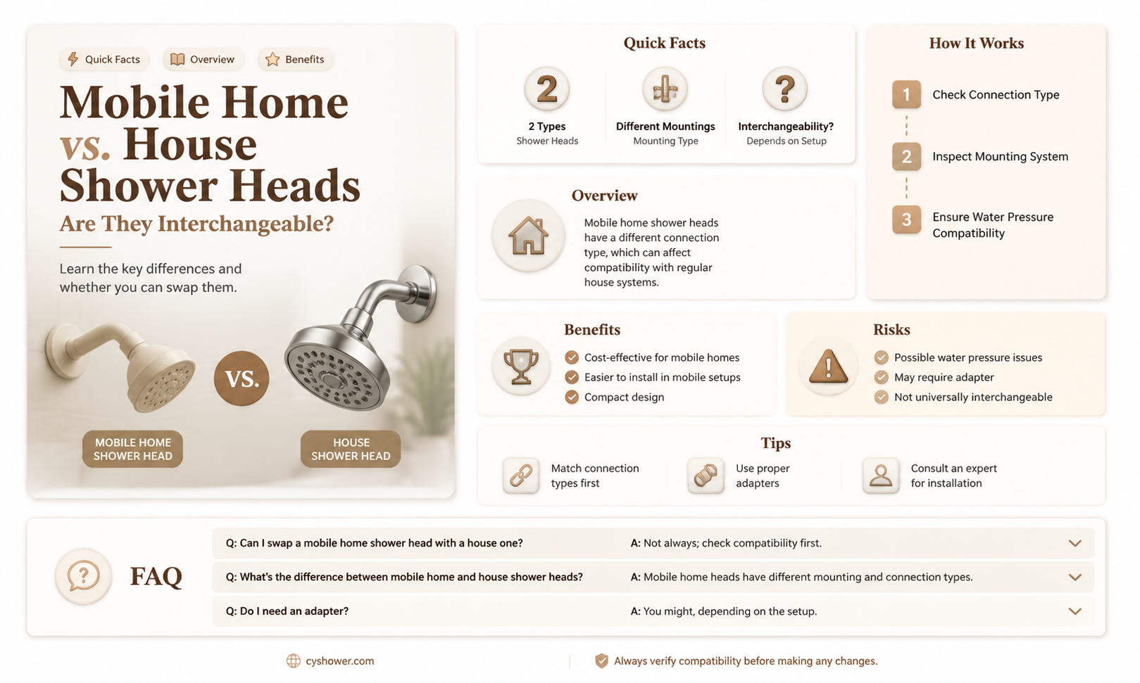 are mobile home shower heads the same as house