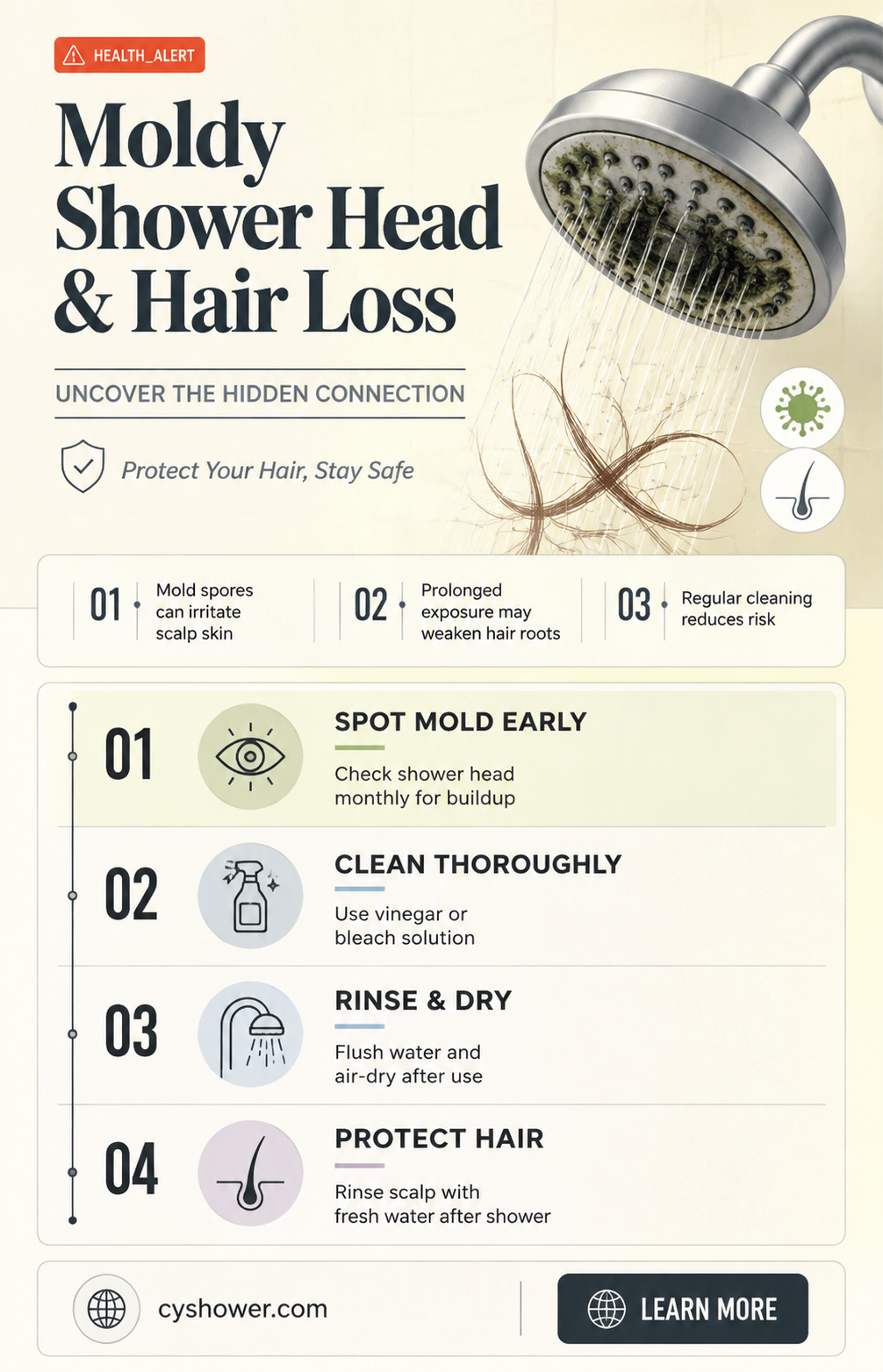 can a moldy shower head cause hair loss
