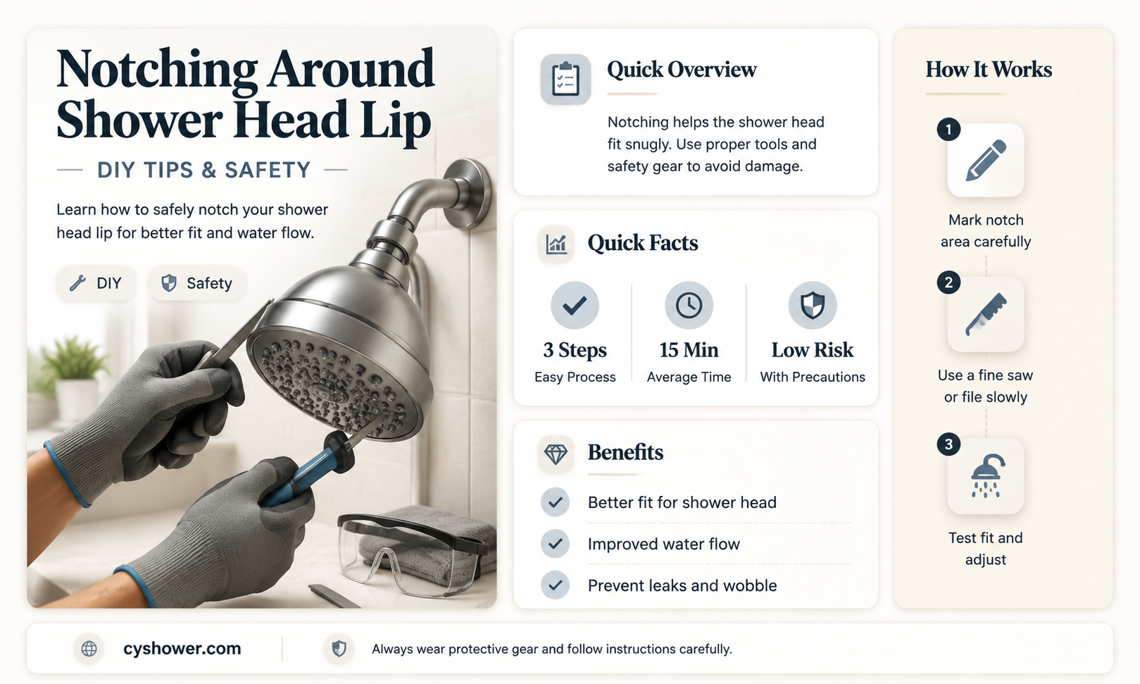 can i notch around lip of shower head
