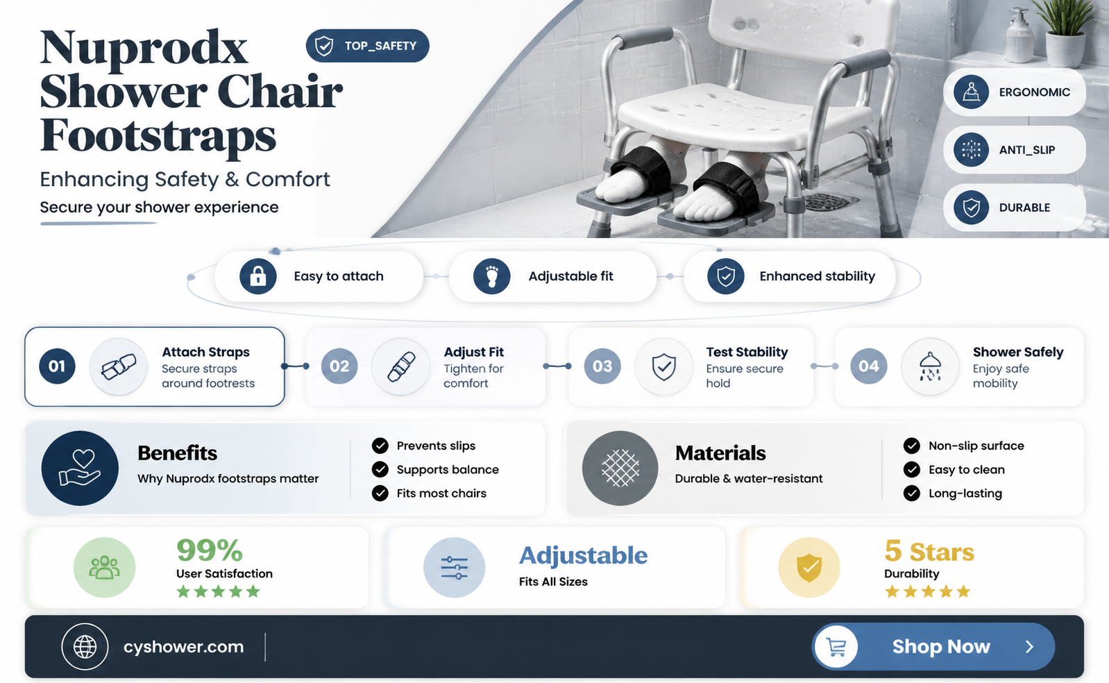 can i get footstraps on a nuprodx shower chair