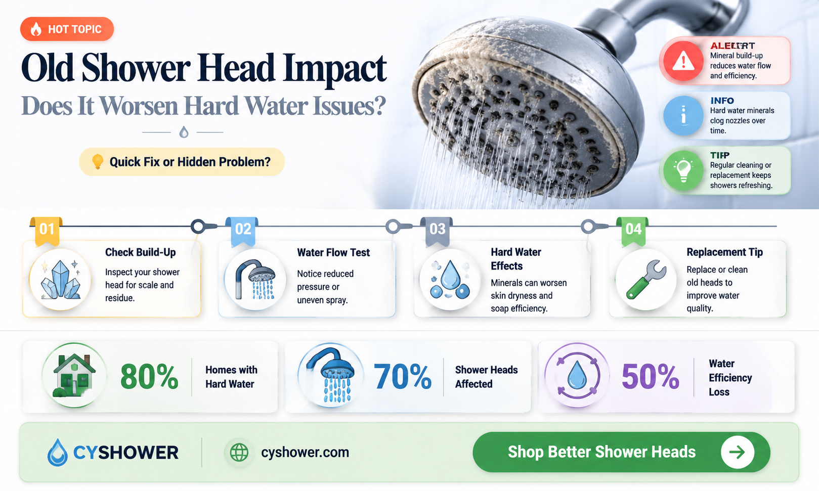 can an old shower head cause hard water