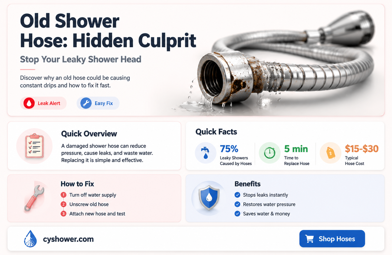 can an old shower hose cause leaky shower head