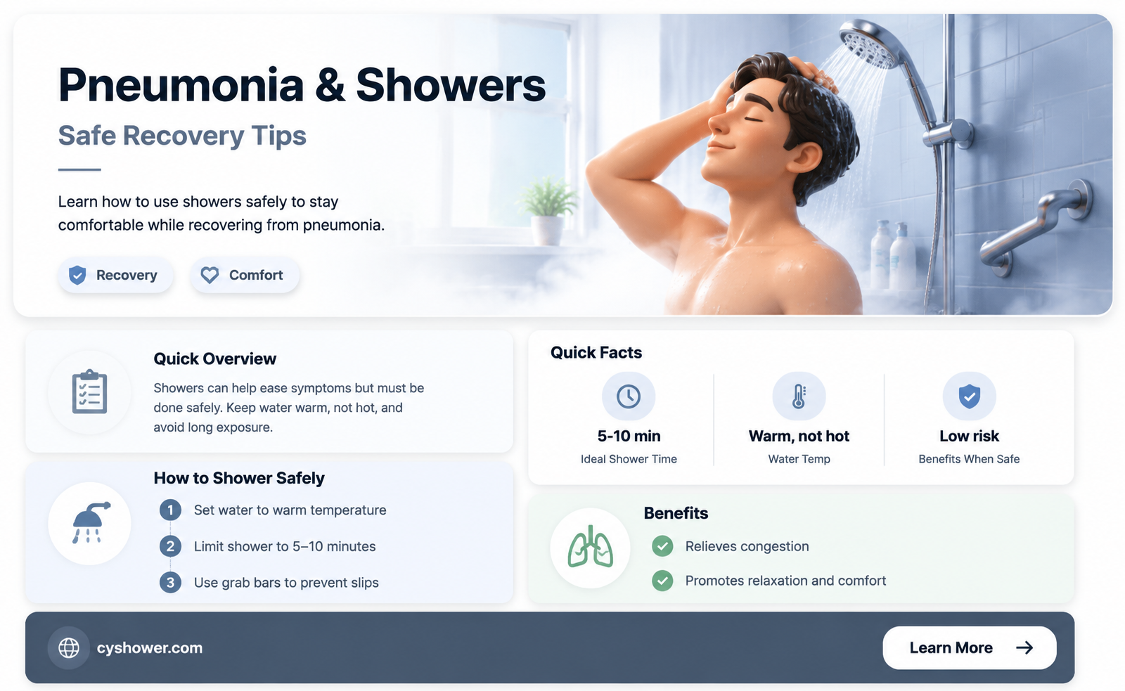 can a person with pneumonia take a shower