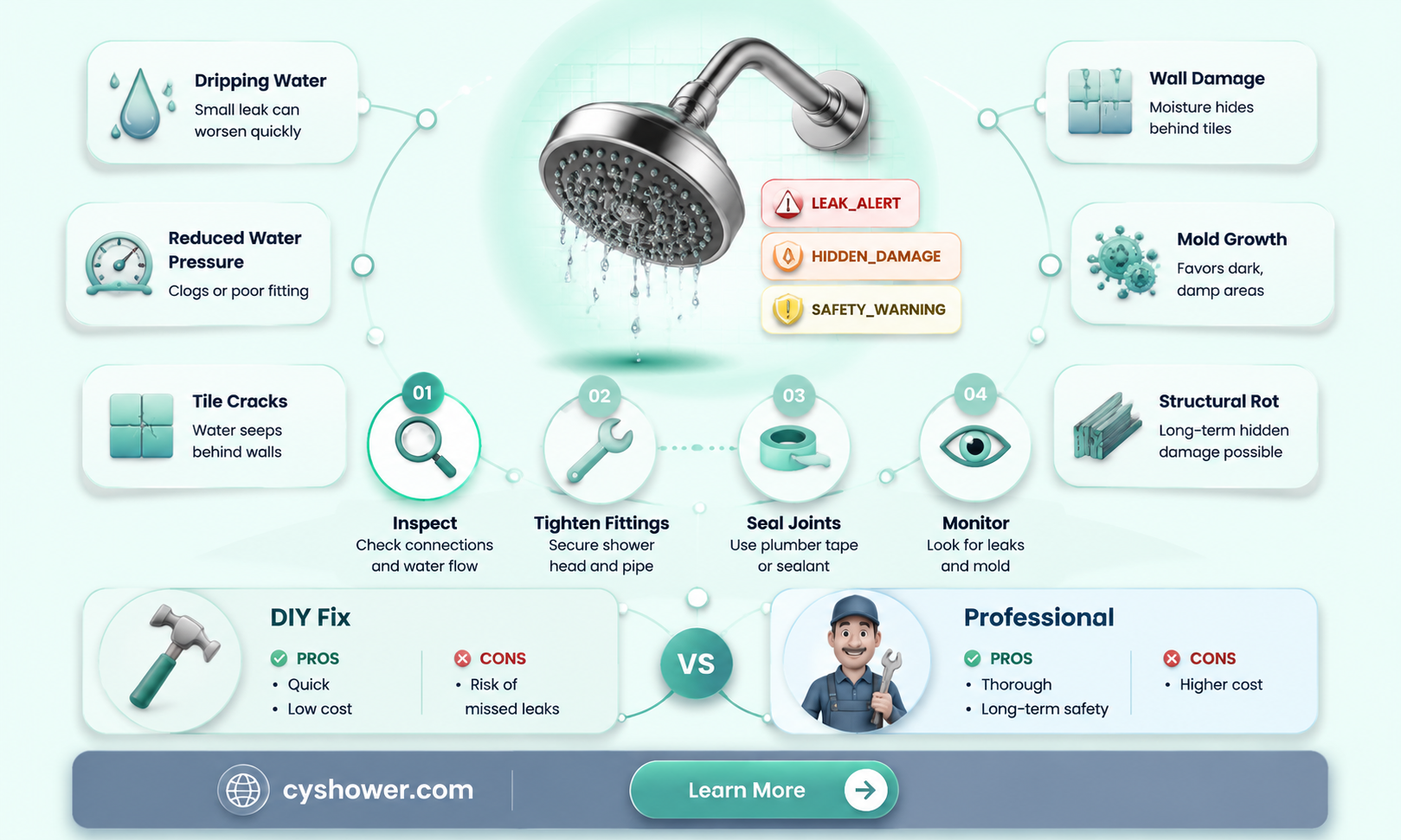 can a poorly installed shower head leak into the wall