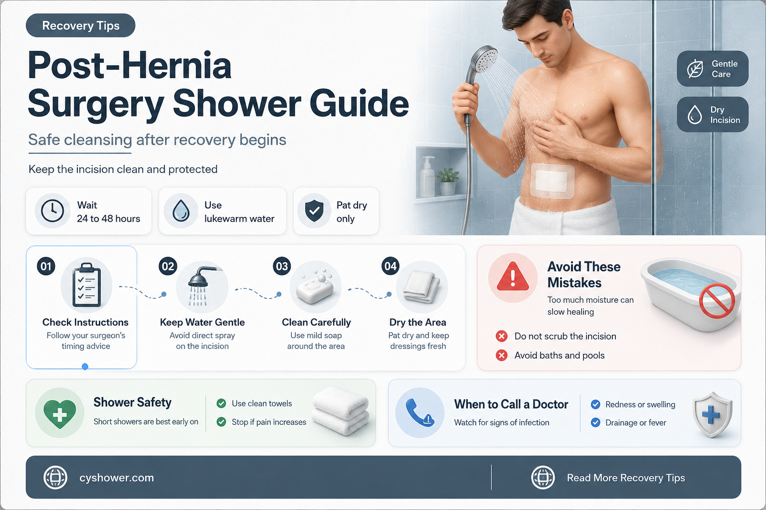 can i shower after hernia surgery