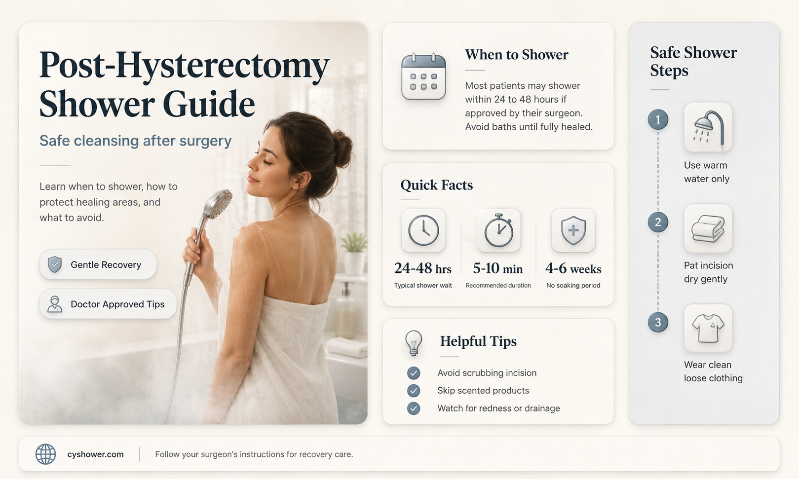 can i shower after hysterectomy