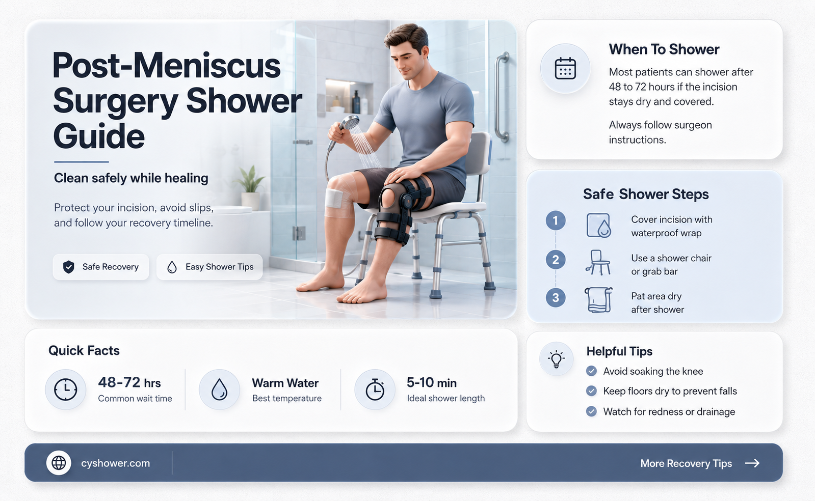 can i shower after meniscus surgery