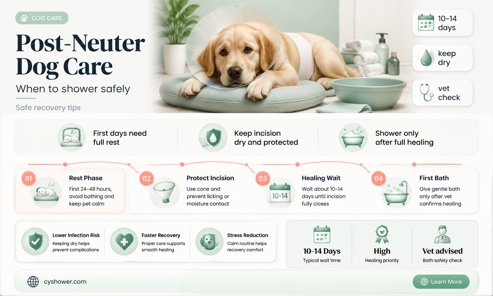 can i shower my dog after being neutered
