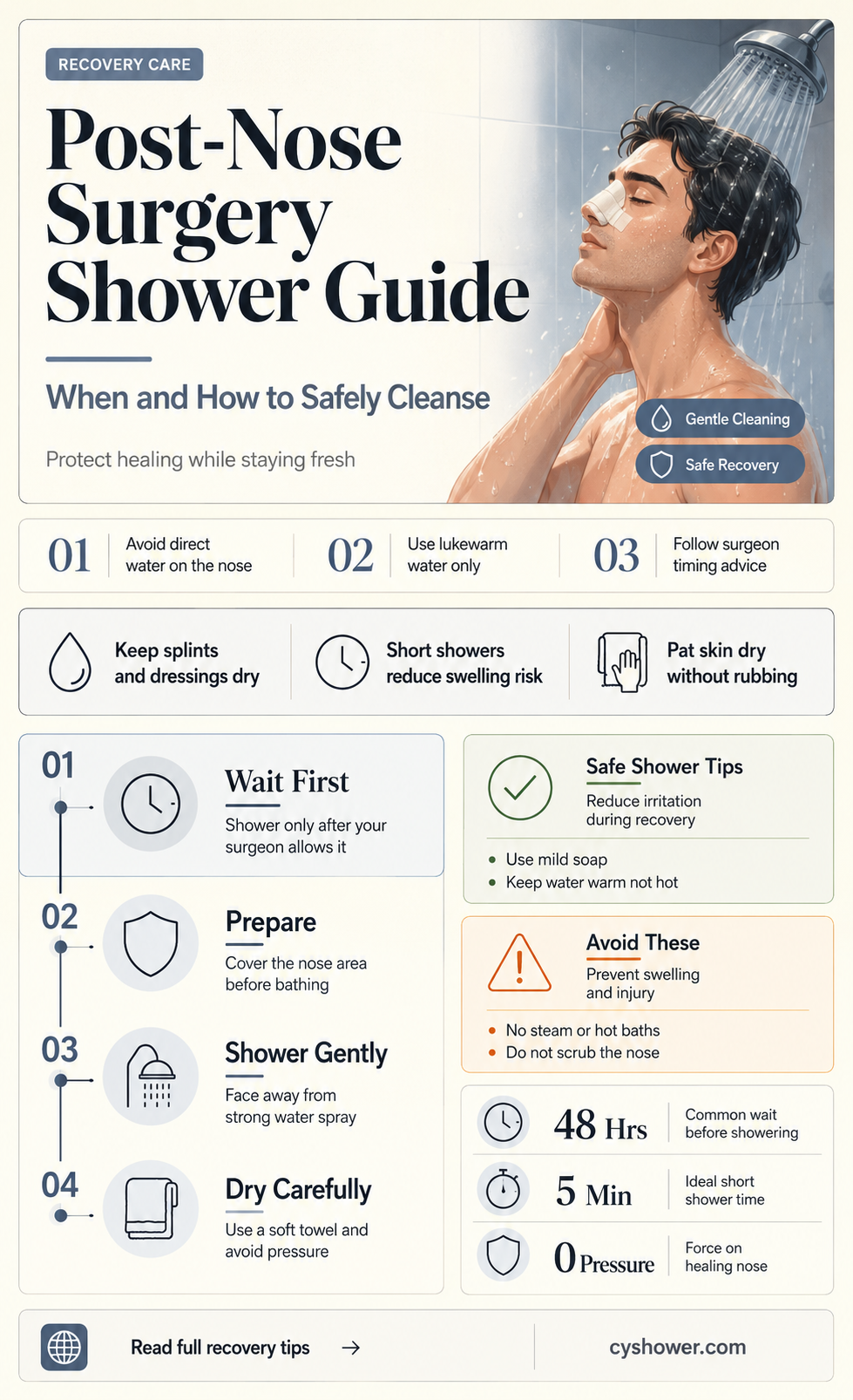 can i shower after nose surgery