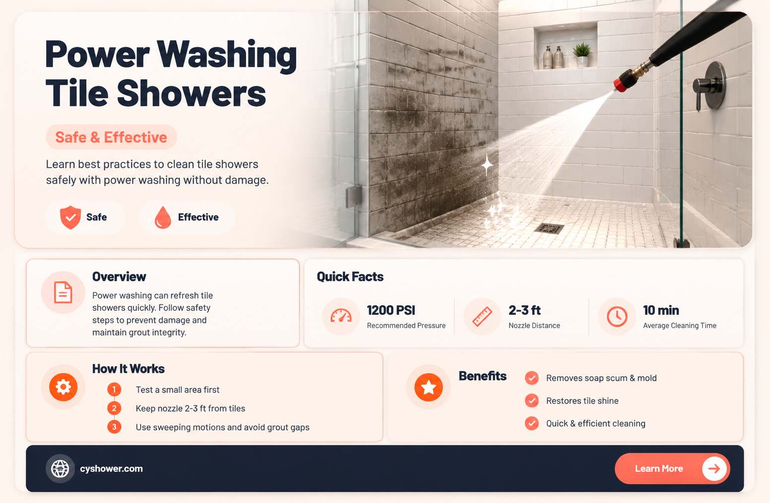 can i power wash my tile shower