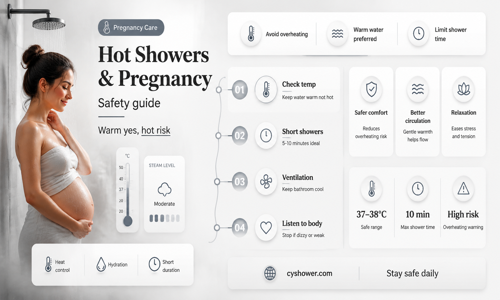 can i shower in hot water when pregnant