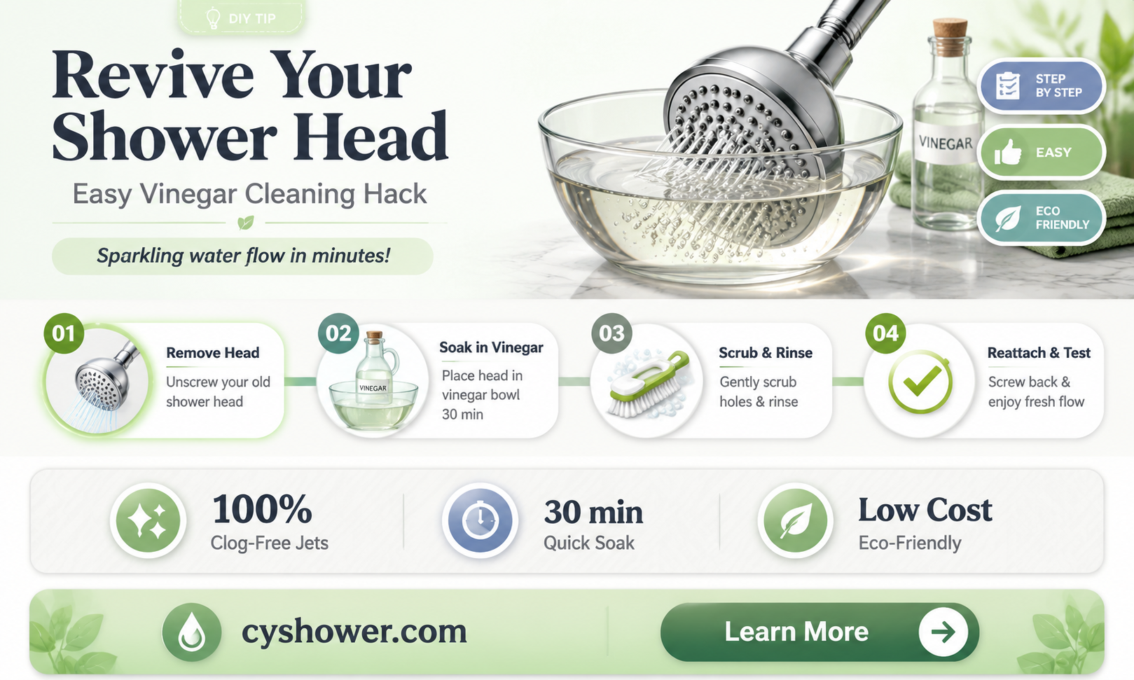 can i clean old shower head with dab of vinegar